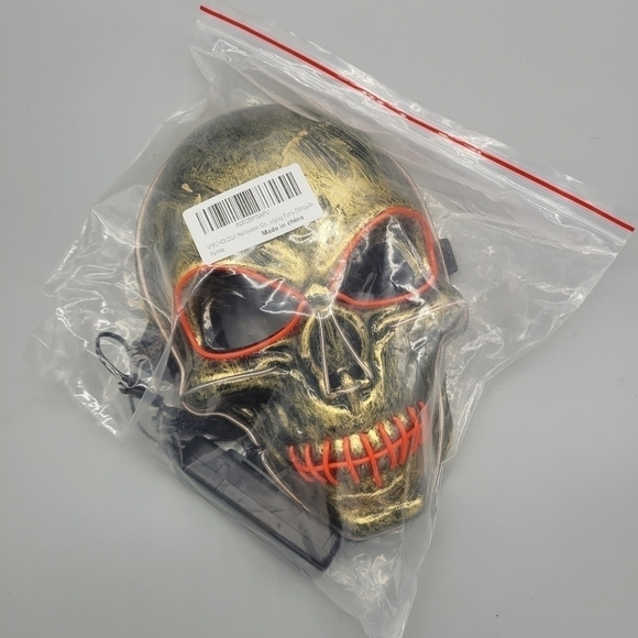 NEW LED LIGHT UP SKULL MASKS ORANGE GOLD - Picture 2 of 2